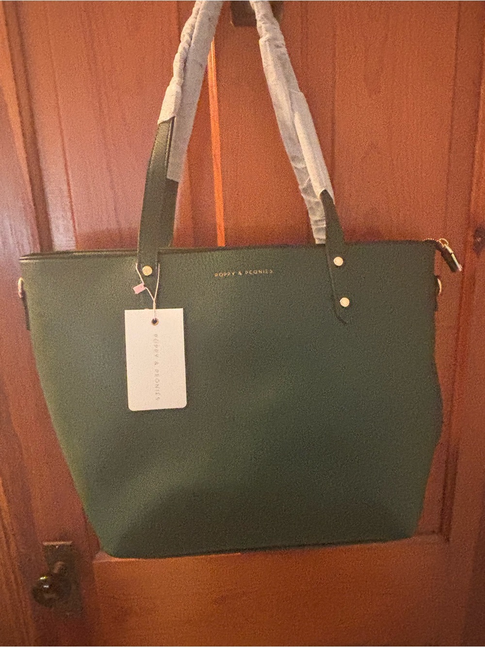 Poppy & Peonies Heritage Green Tote Bag